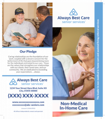 Non-Medical In-Home Care & Assisted Living Brochure - Half Fold