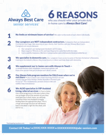 6 Reasons Home Health Flyer